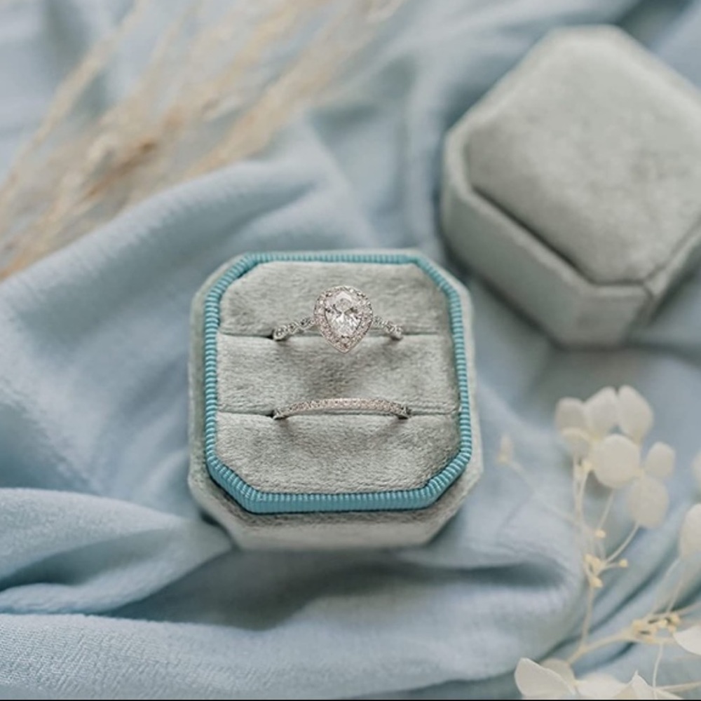 Blue Velvet Ring Box